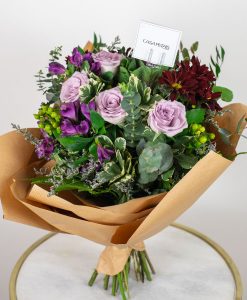 pink and purple roses bouquet