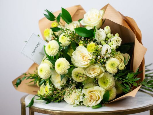 white roses bouquet by casa petals online flower deliver dubai